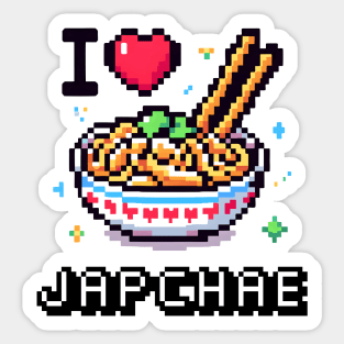 Kawaii Pixel Art I Love Japchae Sticker